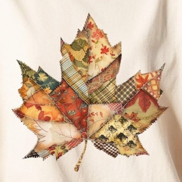 Retro Patchwork Fall Leaf Shirt, Autumn Leaf Shirt - Picture 2 of 4